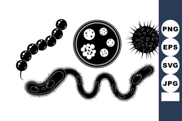 A Design Review: Microscopic Bacteria Virus Silhouettes