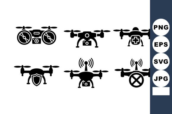 Evaluating Drone Icons Set Vector for Real Embroidery Projects