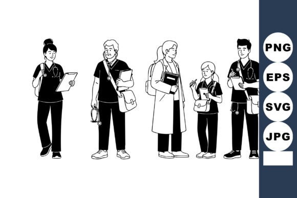 Evaluating the Medical Professionals Group Illustration for Embroidery