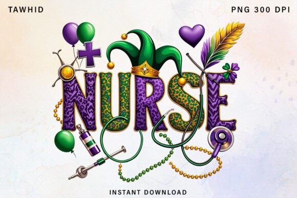 Nurse Mardi Gras PNG: A Festive and Professional Design