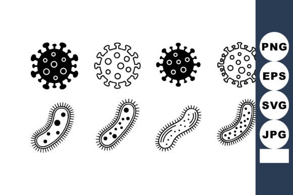Reviewing Black White Virus Bacteria Icons for Embroidery Projects